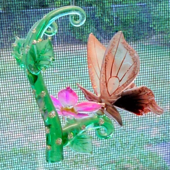 Ashton Drake Art Glass Ornament VTG Heirloom Butterfly Dewdrop Garden Friends - Picture 11 of 15
